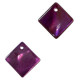 Shell charm round 8mm square 12-14mm Dark purple